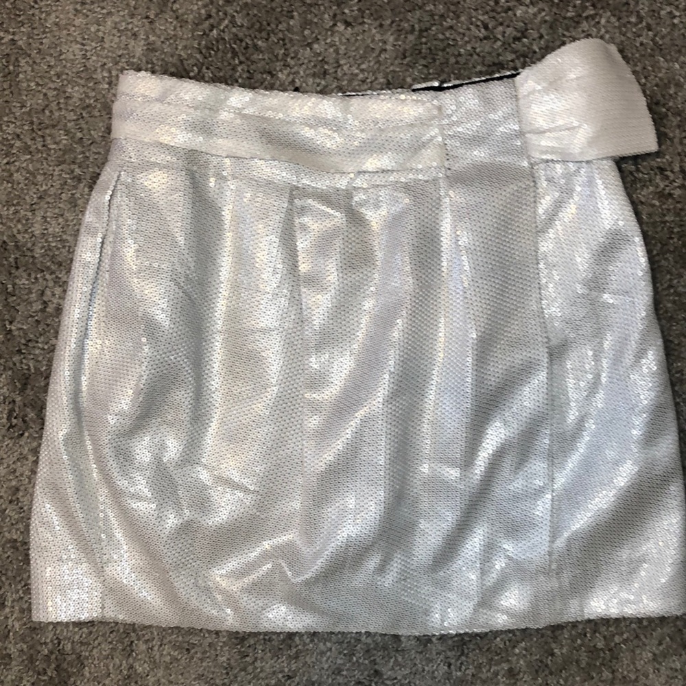 White Sequin Mini Skirt